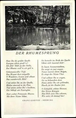 Ak Rhumspringe in Niedersachsen, Rhumequelle, Der Rhumesprung von Franz Gleitze