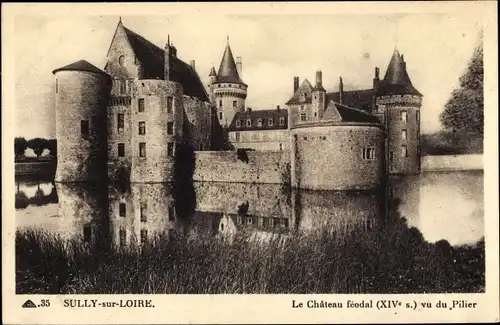 Ak Sully sur Loire Loiret, Château Féodal