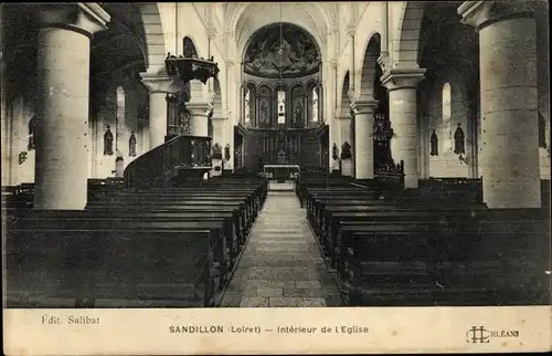 Ak Sandillon Loiret, Intérieur de l´Église