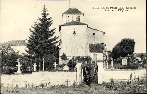 Ak Aulnois en Perthois Meuse, Vue sur l'Eglise