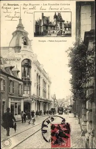 Ak Bourges Cher, Rue Moyenn, Les Nouvelles Galeries