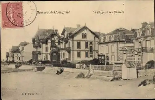 Ak Beuzeval Houlgate Calvados, La Plage et les Chalets