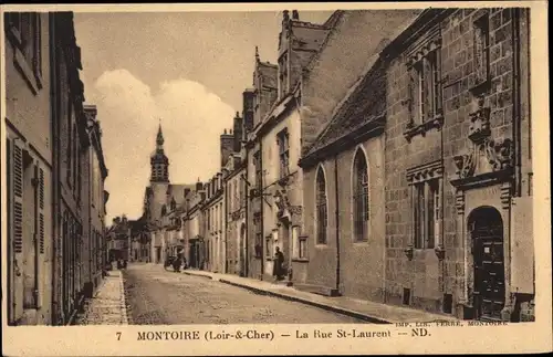 Ak Montoire Loir et Cher, La Rue Saint Laurent