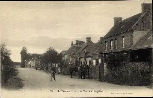 Ak Authouillet Eure, La Rue Principale