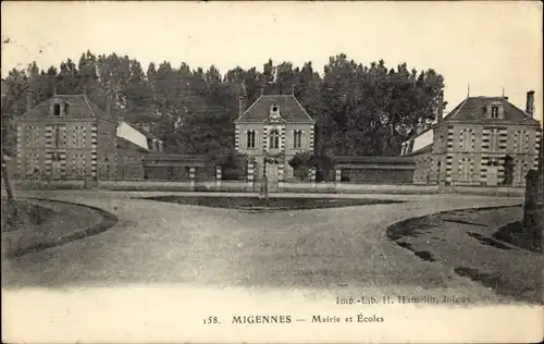Ak Migennes Yonne, Mairie et Ecoles