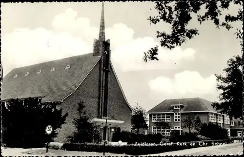 Ak Zuidlaren Drenthe Niederlande, Geref Kerk en Chr. School