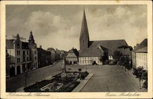 Ak Eutin in Ostholstein, Marktplatz, Vogelschau, Obelisk