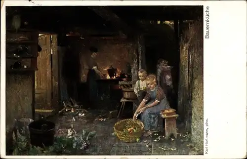 Künstler Ak Hartmann, Karl, Bauernküche