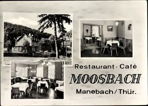 Ak Manebach Ilmenau in Thüringen, Restaurant Cafe Moosbach, Innenansicht