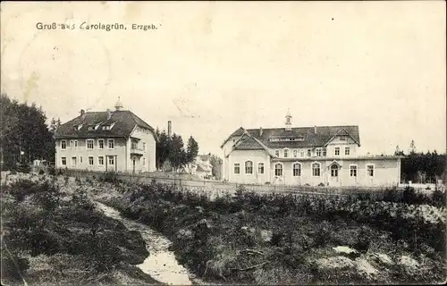 Ak Carolagrün Auerbach im Vogtland, Gebäude