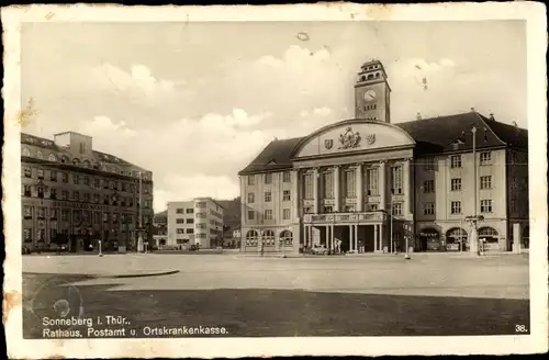 Ak Sonneberg in Thüringen, Rathaus, Postamt, Ortskrankenkasse