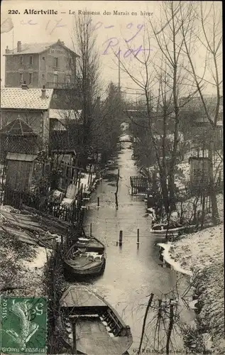 Ak Alfortville Val de Marne, Ruisseau des Marais en Hiver