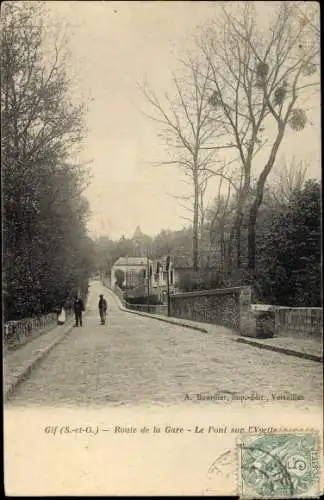 Ak Gif sur Yvette Essonne, Route de la Gare, Le Pont sur l´Yvette