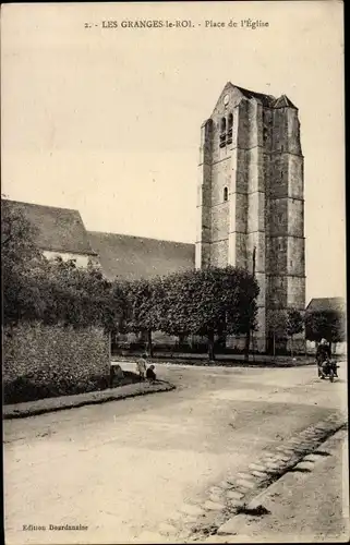 Ak Les Granges le Roi Essonne, Place de l´Église