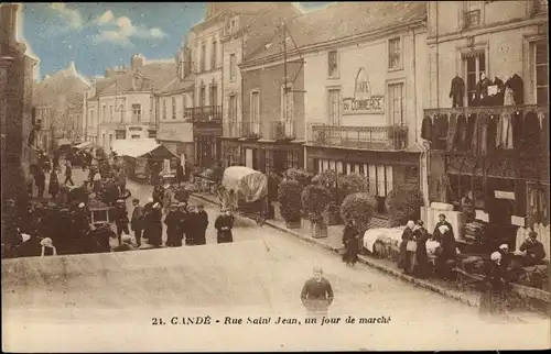 Ak Cande Maine et Loire, Rue Saint Jean un Jour de Marché