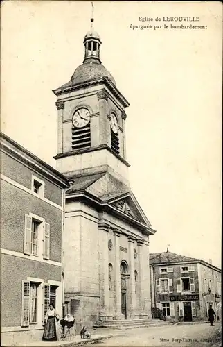 Ak Lerouville Lothringen Meuse, Eglise par le bombardement