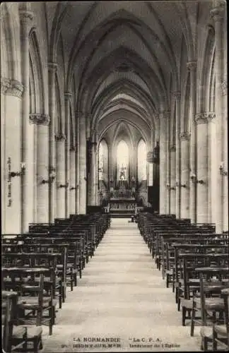 Ak Isigny sur Mer Calvados, Intérieur de l´Église