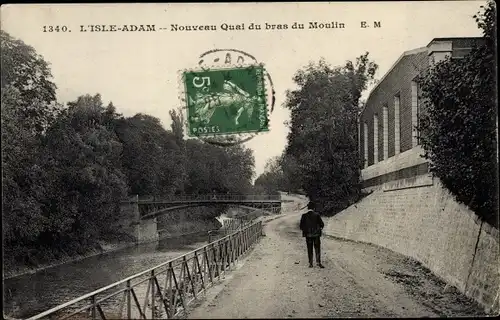 Ak L'Isle Adam Val d’Oise, Nouveau Quai du bras du Moulin