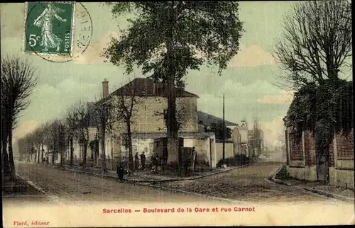 Ak Sarcelles Val d’Oise, Boulevard de la Gare et rue Carnot