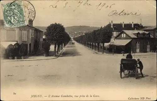 Ak Joigny Yonne, L'Avenue Gambetta, vue prise de la Gare