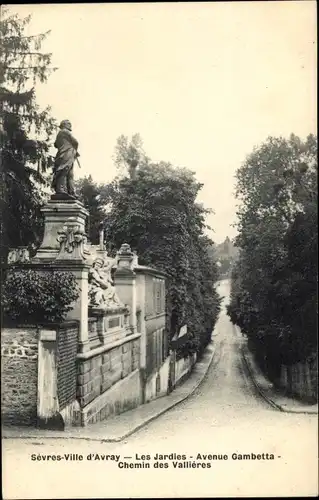 Ak Sèvres Ville d Avray Hauts de Seine, Les Jardies, Avenue Gambetta, Chemin des Vallieres