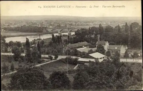 Ak Maisons Laffitte Yvelines, Panorama, Le Pont, Vue vers Sartrouville