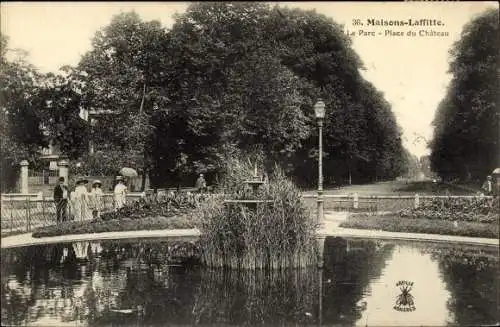 Ak Maisons Laffitte Yvelines, Le Parc, Place du Chateau