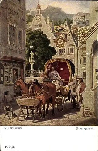 Künstler Ak Schwind, Moritz von, Die Hochzeitsreise, Ackermann 2166