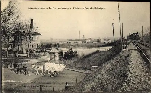 Ak Montereau Seine et Marne, Pont de Moscou et l´Usine