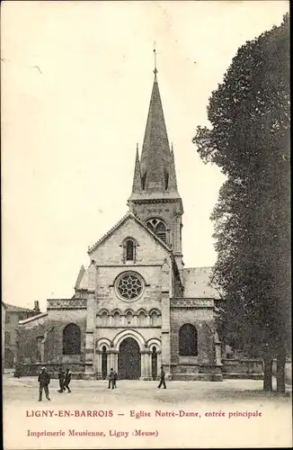 Ak Ligny en Barrois Meuse, Eglise Notre Dome, entree principale