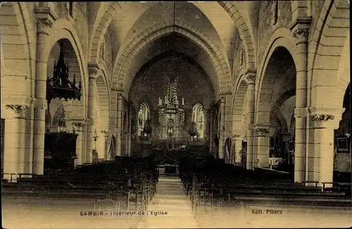 Ak Sambin Loir et Cher, Interieur de l'Eglise