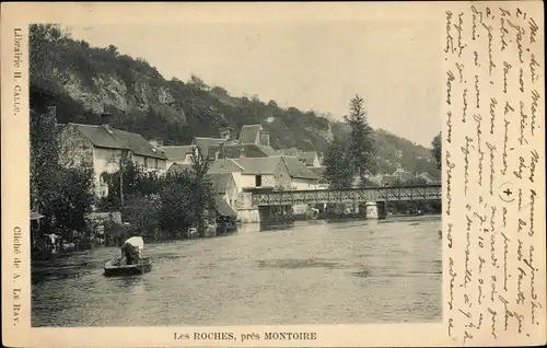 Ak Les Roches Loir et Cher, Le Pont, Ruderboot