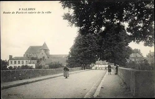 Ak Salbris Loir et Cher, ROute de Paris et entree de la ville