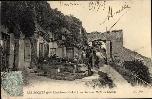 Ak Les Roches Loir et Cher, Ancienne Porte du Chateau