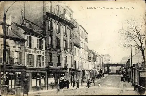 Ak Saint Denis Seine Saint Denis, Rue du Port, Hotel du Mont Blanc