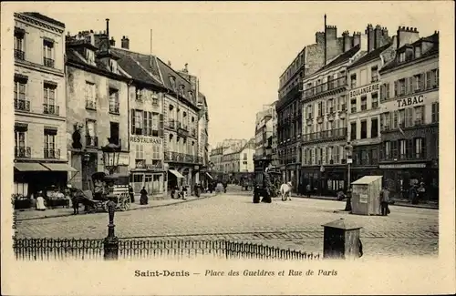 Ak Saint Denis Seine Saint Denis, Place des Gueldres et Rue de Paris