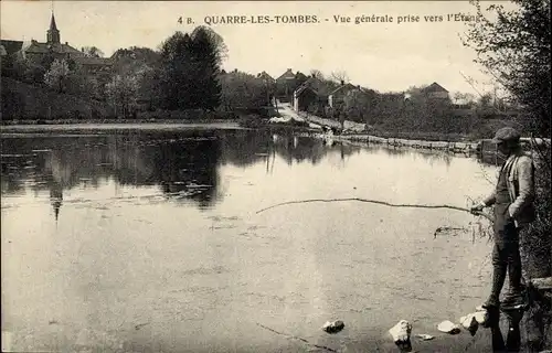 Ak Quarre les Tombes Yonne, Vue generale prise vers L'Etang