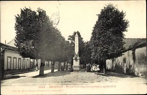 Ak Brienon Yonne, MOnument des Combattants de 1870 71