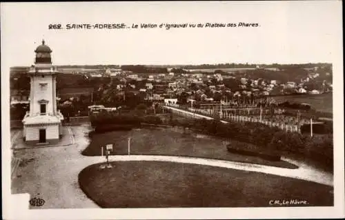 Ak Sainte Adresse Seine Maritime, Le Vallon d´Ignauval vu du Plateau des Phares