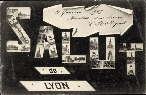 Buchstaben Ak Lyon Rhône, Miniaturansichten
