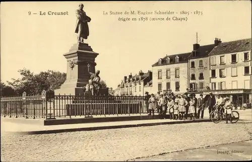 Ak Le Creusot Saône et Loire, La Statue de M. Eugene Schneider