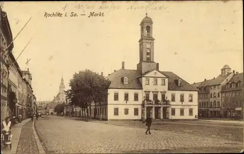 Ak Rochlitz an der Mulde, Markt, Rathaus