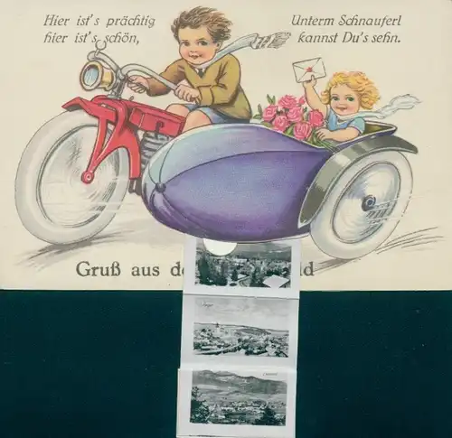 Leporello Ak Bayerisch Eisenstein im Bayrischen Wald, Kinder unterwegs mit Post und Blumen, EAS 2438