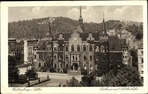 Ak Wałbrzych Waldenburg Schlesien, Rathaus, Schillerhöhe