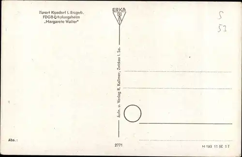 Ak Kipsdorf Altenberg im sächsischen Erzgebirge, FDGB Erholungsheim Margarete Walter