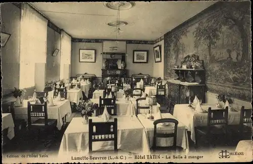 Ak Lamotte Beuvron Loir et Cher, Hotel Tatin, La Salle a manger, Innenansicht