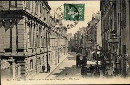 Ak Caen Calvados, Le Facultes et le Rue Saint Sauveur