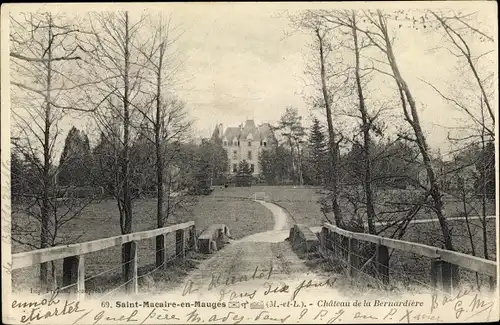 Ak Saint Macaire en Mauges Maine et Loire, Chateau de la Bernardiere, Brücke