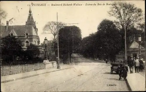 Ak Puteaux Hauts de Seine, Boulevard Richard Wallace, Entree du Bois de Boulogne