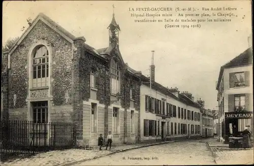 Ak La Ferté Gaucher Seine et Marne, Rue André Lefèvre, Hôpital Hospice mixte, vue extérieure